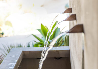 A fountain outside of Cedars Assisted Living